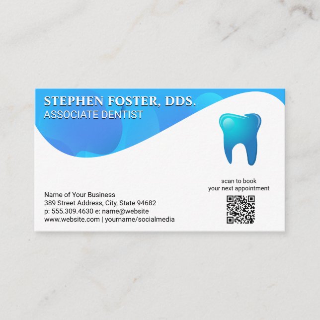 Tarjeta De Visita Logo de Blue Tooth | Dentista | Personalizado de c (Anverso)