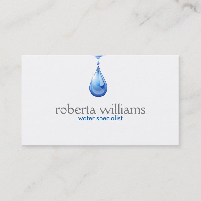 Tarjeta De Visita Logo de Blue Water Droplet (Anverso)