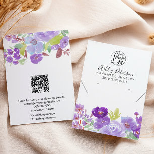 Tarjeta De Visita Logo de Boho morado floral collar de joyas