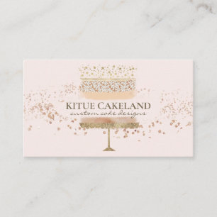 Tarjeta De Visita Logo de Cake Baker en Rubor de fondo rosado