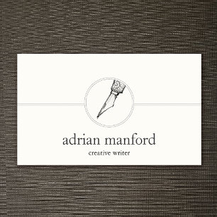 Tarjeta De Visita Logo de Calligraphy Nib de Escritor Creativo