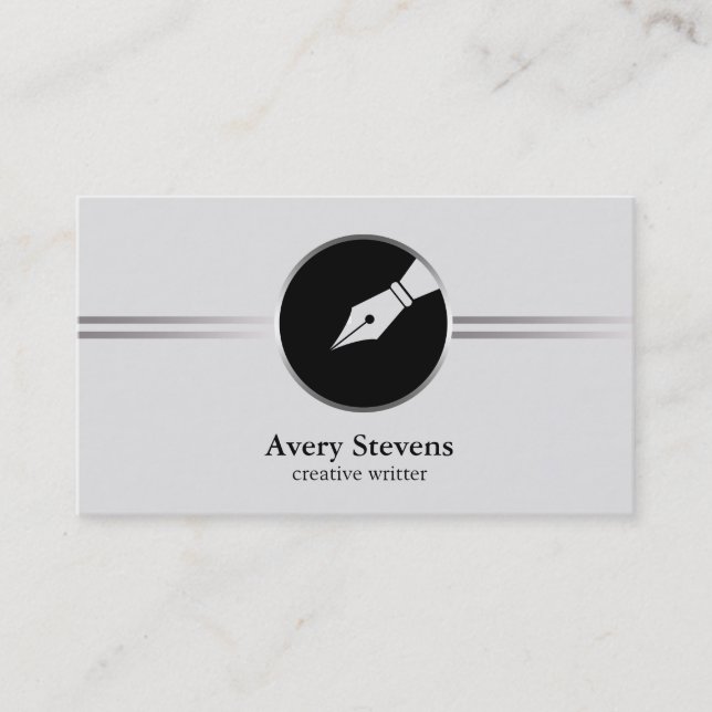 Tarjeta De Visita Logo de Calligraphy Nib, escritor independiente cr (Anverso)