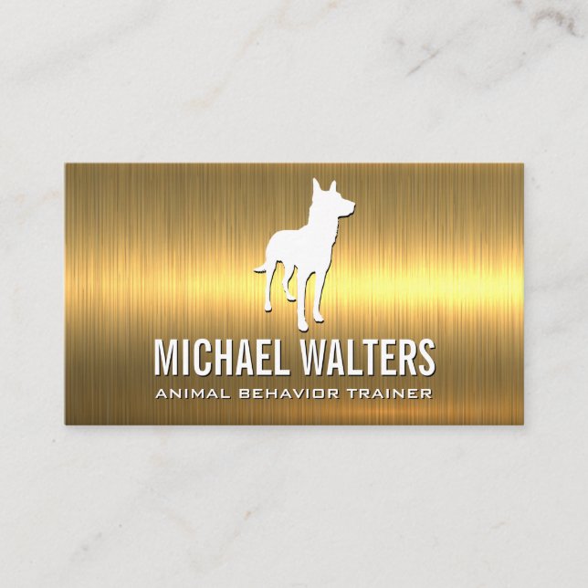 Tarjeta De Visita Logo de Canine Dog | Dorado metalizado (Anverso)