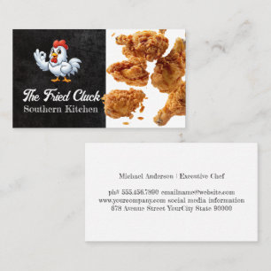 Tarjeta De Visita Logo de caracteres de pollo   Pollo frito en caída