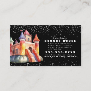 Tarjeta De Visita Logo de Casa de Rebote Fiesta Acuarela 