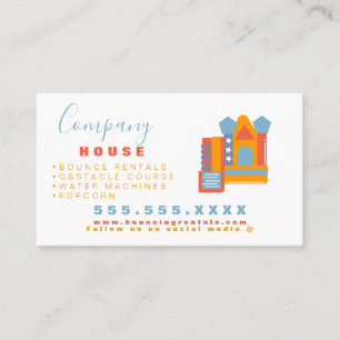 Tarjeta De Visita Logo de Casa de Rebote Moderna para Fiestas y Carn