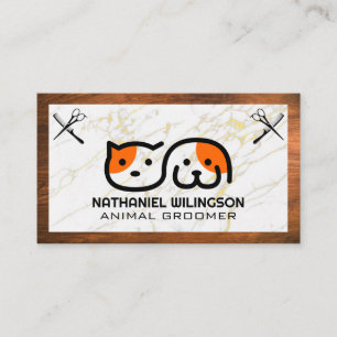 Tarjeta De Visita Logo de Cat Dog   Mascota Grooming Tools
