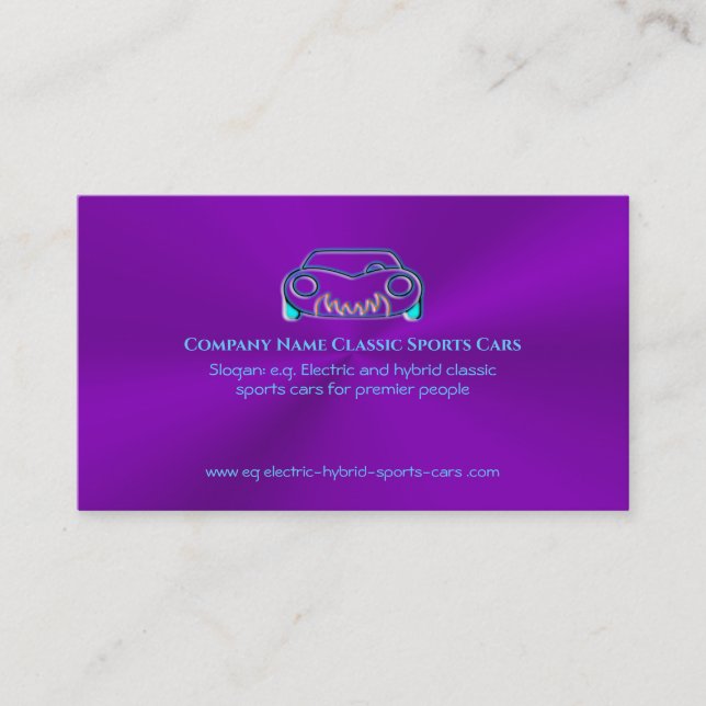 Tarjeta De Visita Logo de Classic Car - Ice Blue Sportscar en violet (Anverso)
