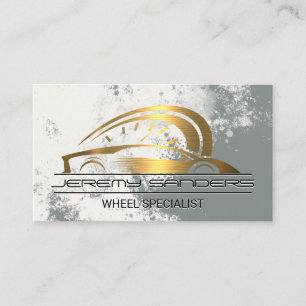 Tarjeta De Visita Logo de coche deportivo metálico dorado Auto