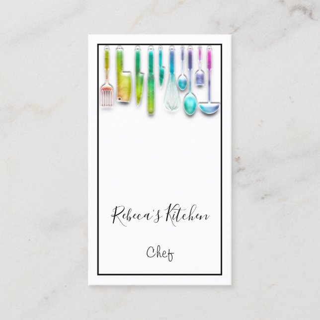 Tarjeta De Visita Logo de Cocina Restaurante Chef Cocina Cuesta Blan (Anverso)