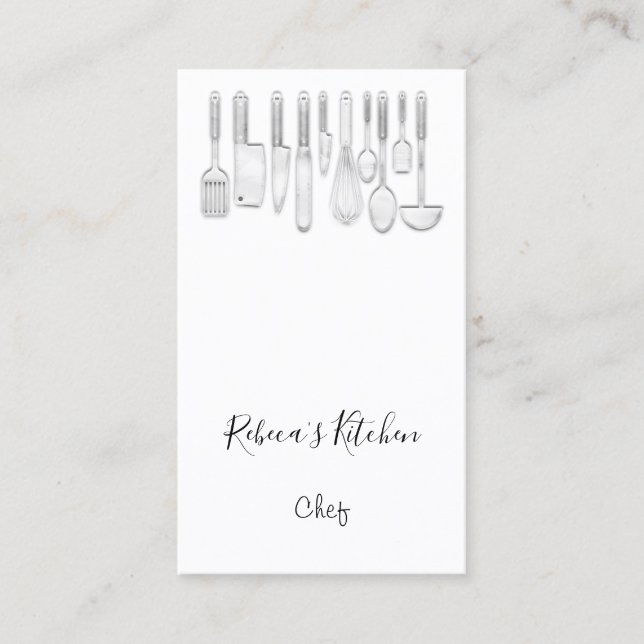 Tarjeta De Visita Logo de Cocina Restaurante Chef Cocina Cuesta Blan (Anverso)