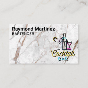 Tarjeta De Visita Logo de Coctail Bar   Mármol blanco
