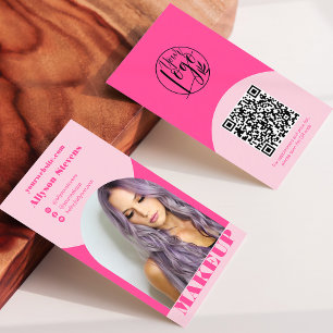 Tarjeta De Visita Logo de código qr de foto rosa de diseño de arco m