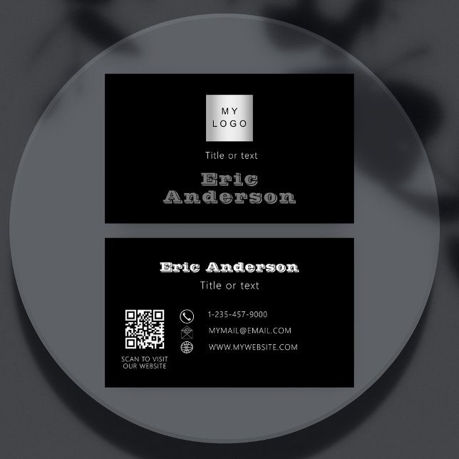 Tarjeta De Visita Logo de código QR en blanco negro (Subido por el creador)