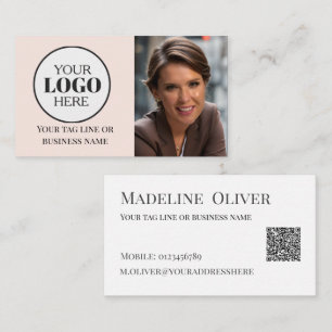 Tarjeta De Visita Logo de código QR fotográfico moderno sencillo