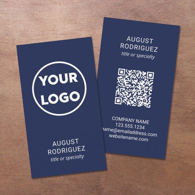 Tarjeta De Visita Logo de código QR personalizado Azul de la Marina  (Subido por el creador)