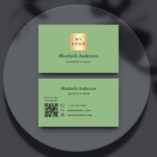 Tarjeta De Visita Logo de código QR verde de sabio