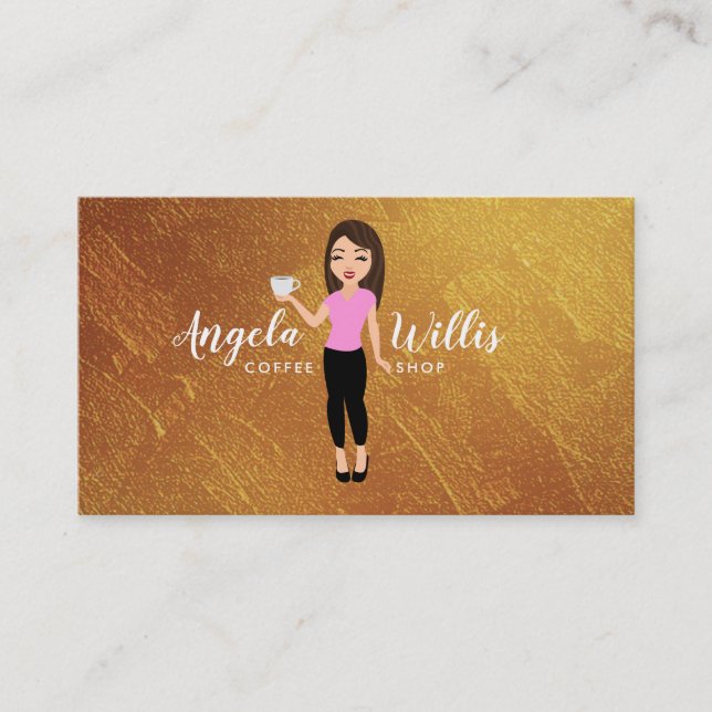 Tarjeta De Visita Logo de Coffee Shop lady Business Cards (Anverso)