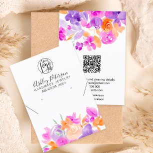Tarjeta De Visita Logo de color morado floral collar de joyas