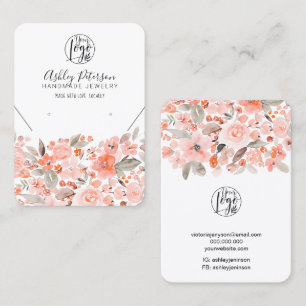 Tarjeta De Visita Logo de color rosa coral floral collar de joyas