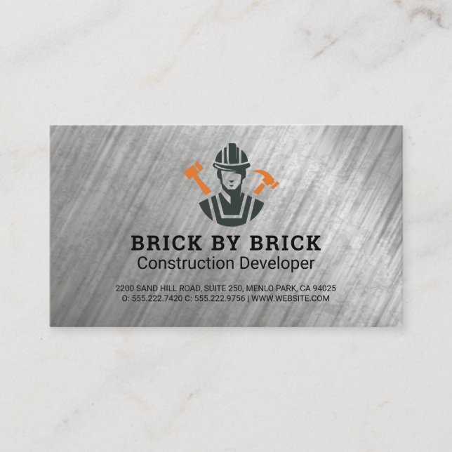 Tarjeta De Visita Logo de Construcción | Constructor | Propiedades (Anverso)