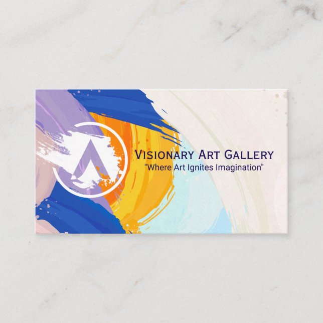 Tarjeta De Visita Logo de Creative Arts | Paint Brushed Background (Anverso)