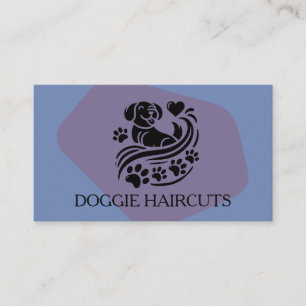 Tarjeta De Visita Logo de Cute Dog Heart Paws   Groomer