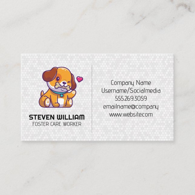 Tarjeta De Visita Logo de Cute Dog | Servicios de cuidado de animale (Anverso)