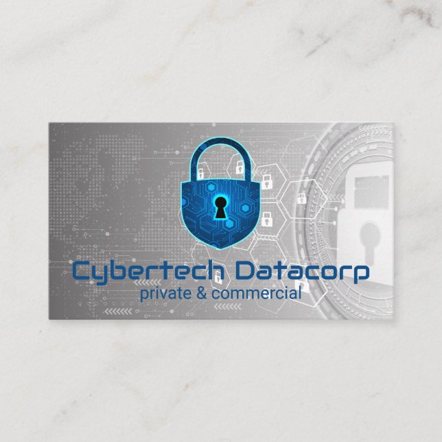 Tarjeta De Visita Logo de Cyber Tech Padlock | Seguridad (Anverso)