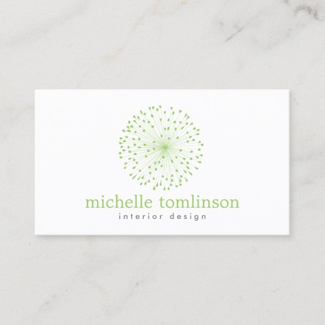 TARJETA DE VISITA LOGO DE DANDELION STARBURST EN VERDE FRESCA (Anverso)