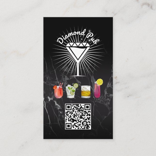 Tarjeta De Visita Logo de Diamond Martini Glass | Código QR (Anverso)