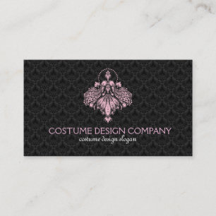 Tarjeta De Visita Logo de diseño de disfraces en negro y rosa