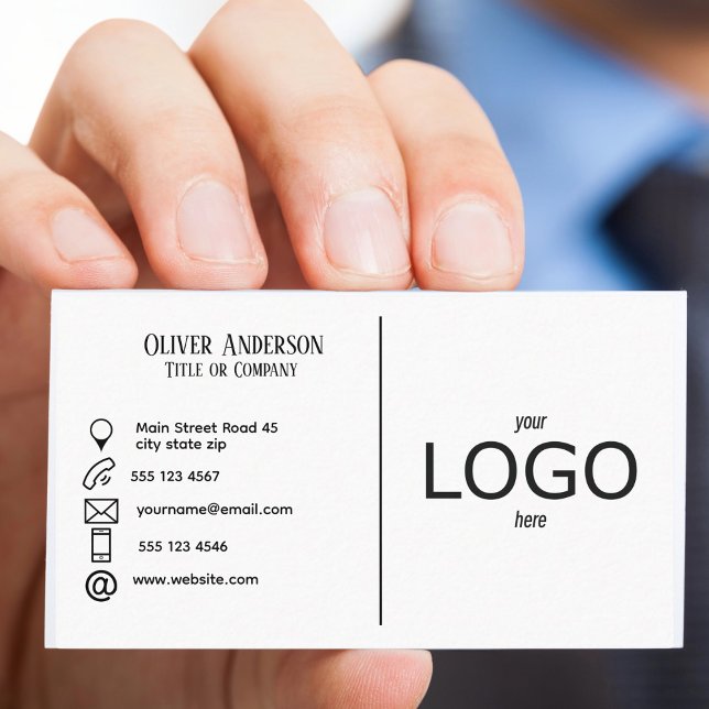 Tarjeta De Visita Logo de doble cara en blanco y negro (Modern double sided logo business card)