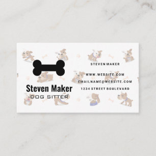 Tarjeta De Visita Logo de Dog Bone   Perros y patrón óseo