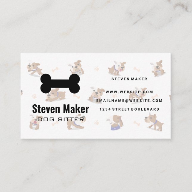 Tarjeta De Visita Logo de Dog Bone | Perros y patrón óseo (Anverso)