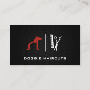 Tarjeta De Visita Logo de Dog Cat   Groomer   Fondo de malla negra