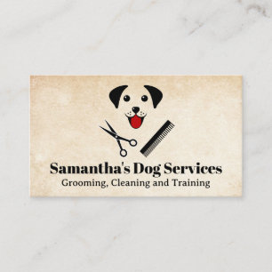 Tarjeta De Visita Logo de Dog Grooming   Cachorro feliz