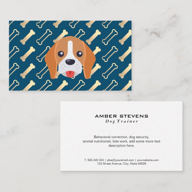 Tarjeta De Visita Logo de Doggie | Patrón óseo de perro (Anverso / Reverso)