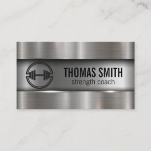 Tarjeta De Visita Logo de Dumbbell Fondo metálico