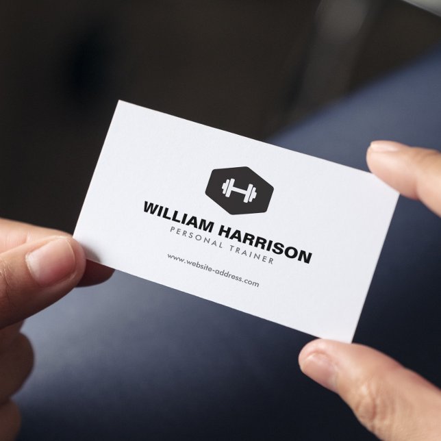 Tarjeta De Visita Logo de Dumbbell Moderno Fitness de entrenador per (Subido por el creador)