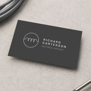 Tarjeta De Visita LOGO DE ELECTRICISTA MODERNO en DK GRAY II