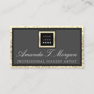 Tarjeta De Visita Logo de evento Eyelash para artistas Grey Gold Pur