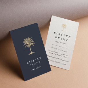Tarjeta De Visita Logo de Faux Gold Palm Tree