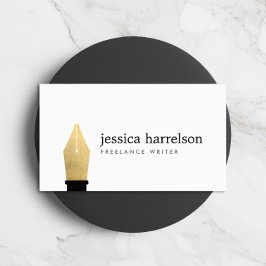 Tarjeta De Visita Logo de Faux Gold Pen Nib para escritores y autore
