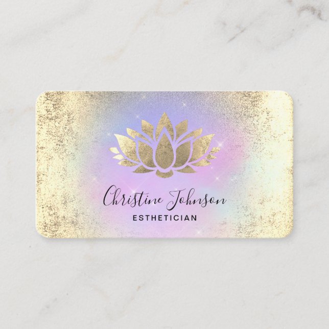 Tarjeta De Visita logo de faux gold Relieve metalizado lotus sobre p (Anverso)