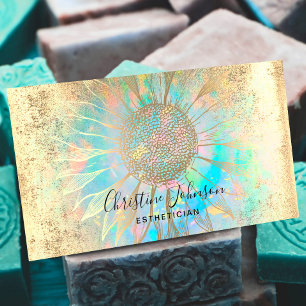 Tarjeta De Visita logo de faux gold Relieve metalizado sunflower