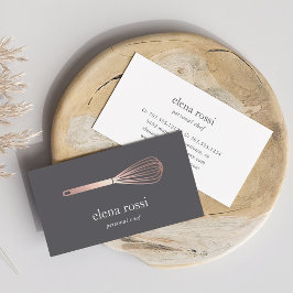 Tarjeta De Visita Logo de Faux Rosa Gold Whisk | Panadería De Comedo