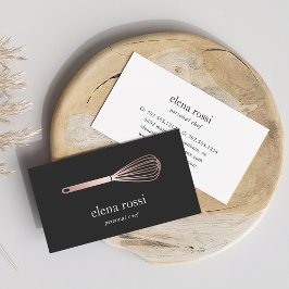 Tarjeta De Visita Logo de Faux Rosa Gold Whisk | Panadería De Comedo