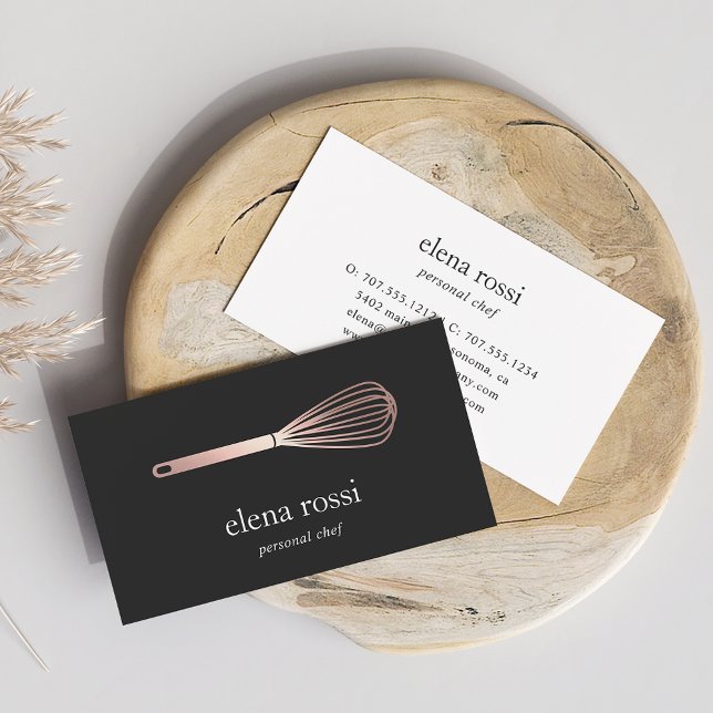 Tarjeta De Visita Logo de Faux Rosa Gold Whisk | Panadería De Comedo (Subido por el creador)