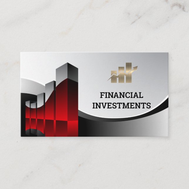 Tarjeta De Visita Logo de Financial Graph | Gráfico de barras de oro (Anverso)
